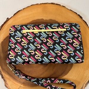 Steve Madden BZIPPY Zip Around Wallet wristlet multi pattern detachable strap